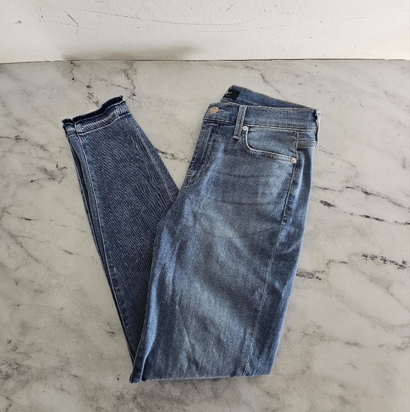 7 For All Mankind The Ankle Skinny High Rise Blue Jeans 27 Preowned - Picture 3 of 9